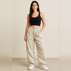 BDG Beige Striped Wide-Leg Pants